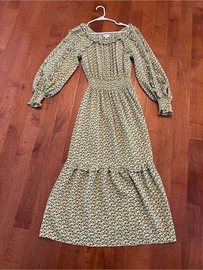 Max Studio Yellow Lemon Smocked Maxi Dress